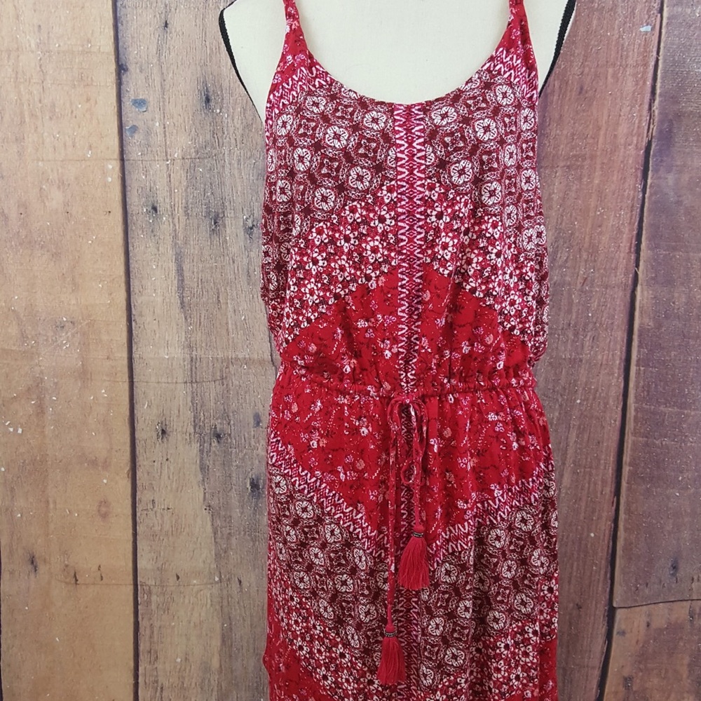 Lucky Brand Twist Strap Red Print Dress